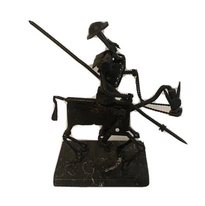 Metal Folk Art Sculpture - Jousting Knight Figurine