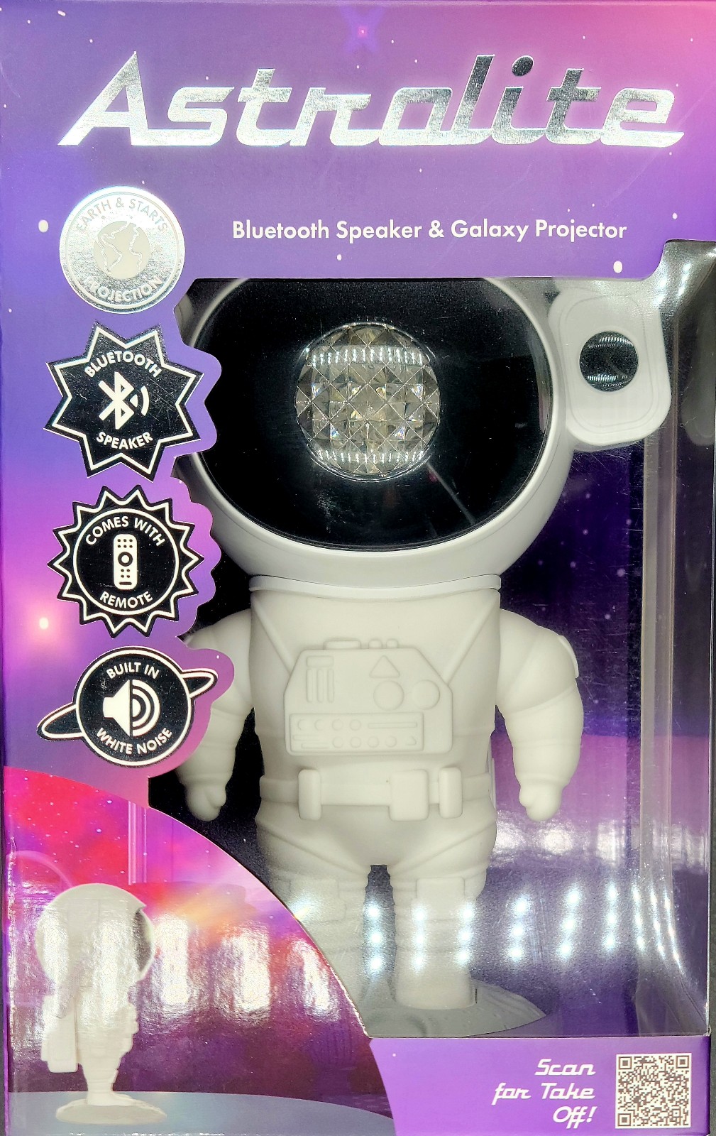 Astrolite Bluetooth Speaker & Galaxy Projector Astronaut Lamp Remote Included