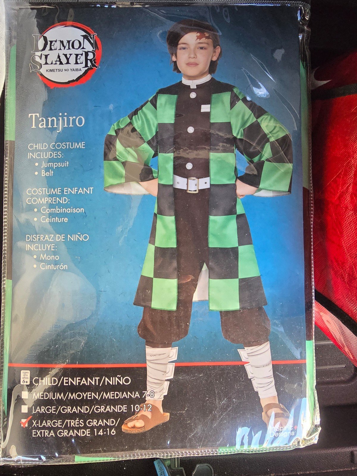 DEMON SLAYER COSTUME TANJIRO COSPLAY CHILD XL 14/16 NEW NEVER REMOVED