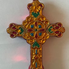 Christopher Radko Ornament Devine Decor Gold & Red Cross Retired