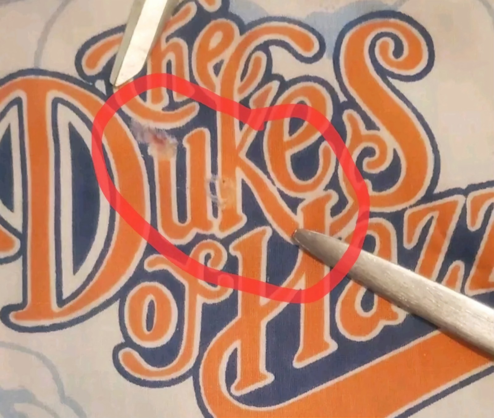 1982 Dukes of Hazzard Twin Bed Sheet with Flag and General Lee - EUC - detail
