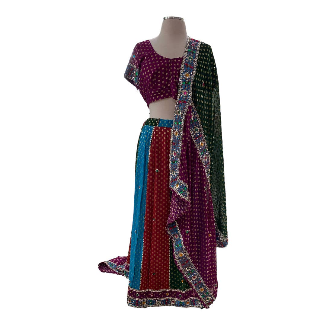 Women's Multicolor Indian 2 Piece Chanya Choli / Lengha (M/L)