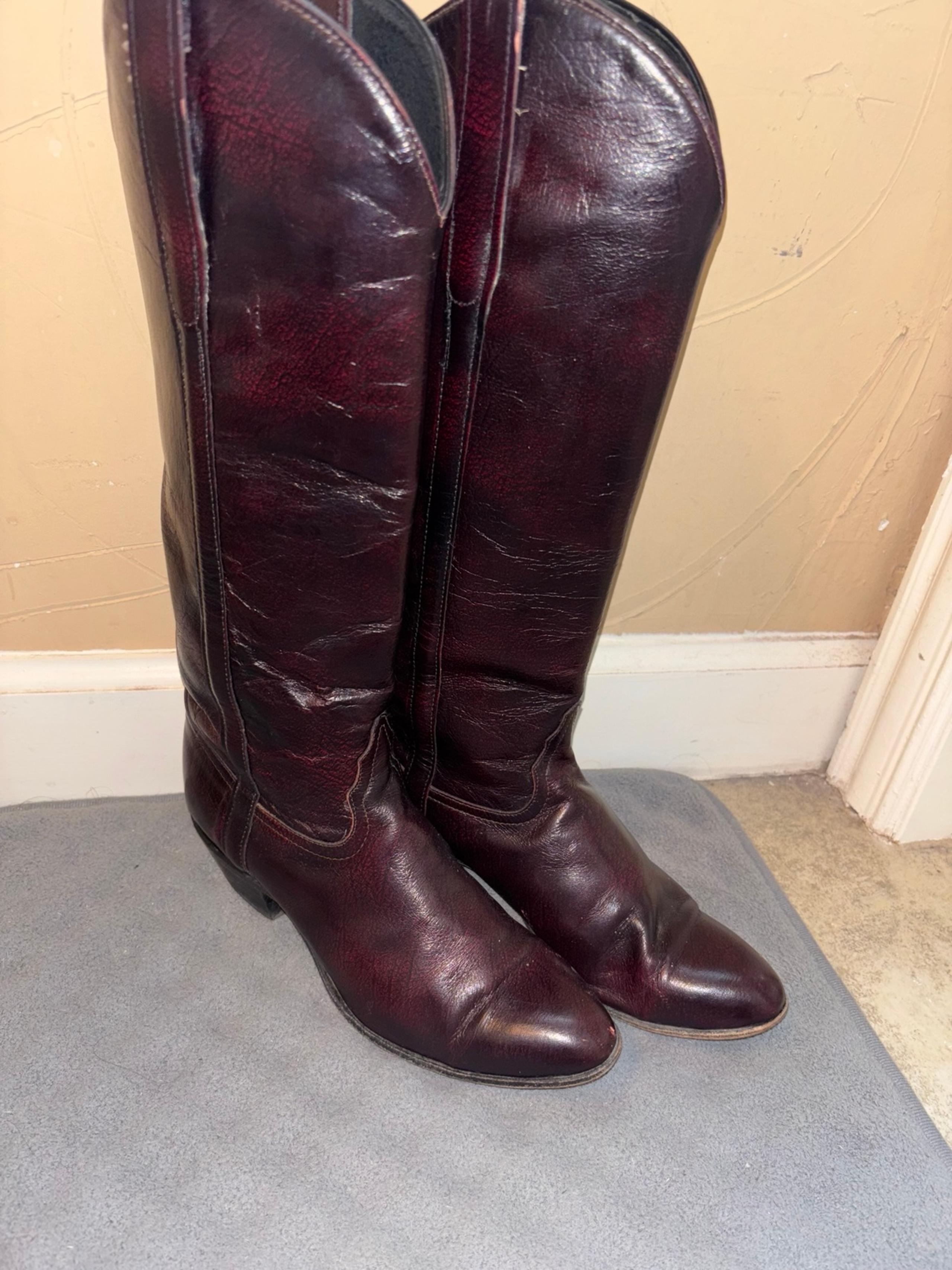 Women's Tony Lama Cowboy Boots Brown Leather 7.5 M # 1179 L Vintage