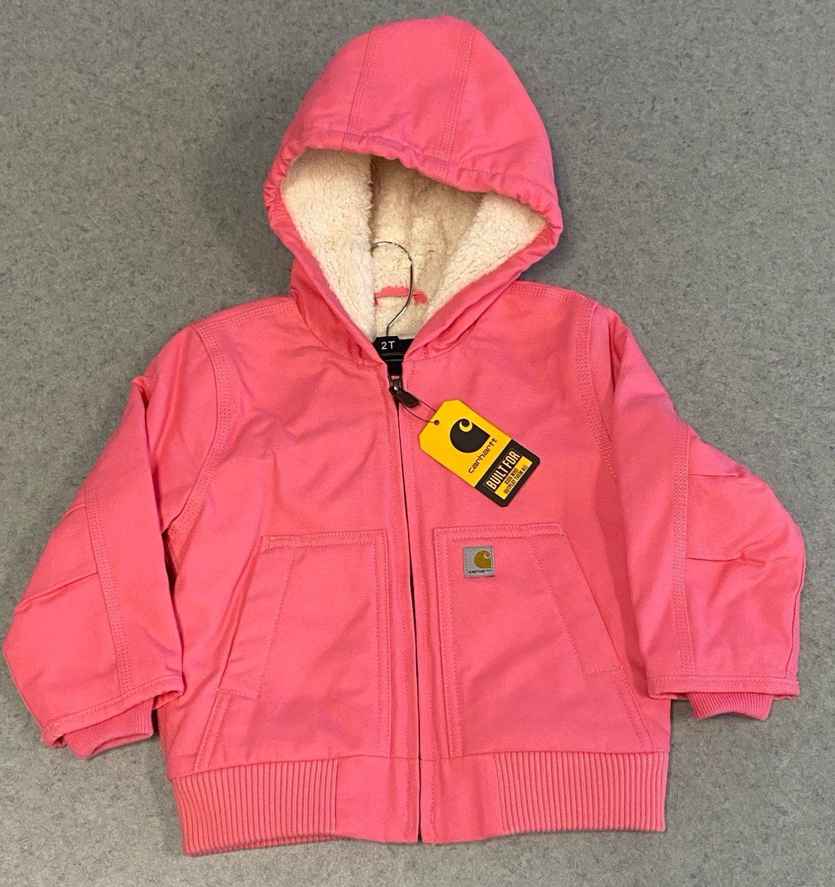 Carhartt Pink Canvas Sherpa Lined Full Zip Active Jacket—2T Toddler Girl