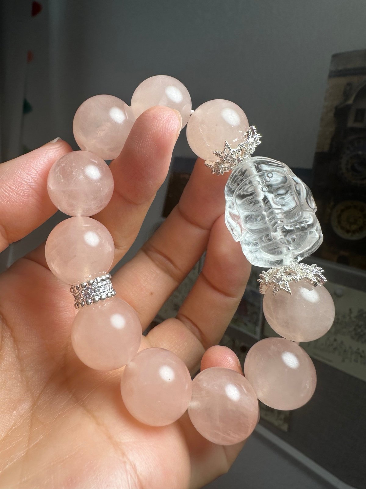 Diy high quality peach rose quartz Bracelet