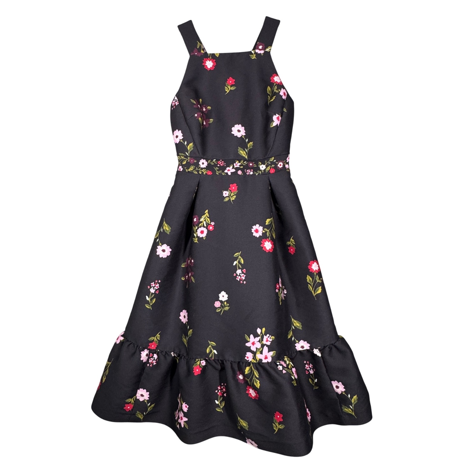 Kate Spade Dress Black Pink Floral Print Dress Printed in Bloom Party Cocktail 0