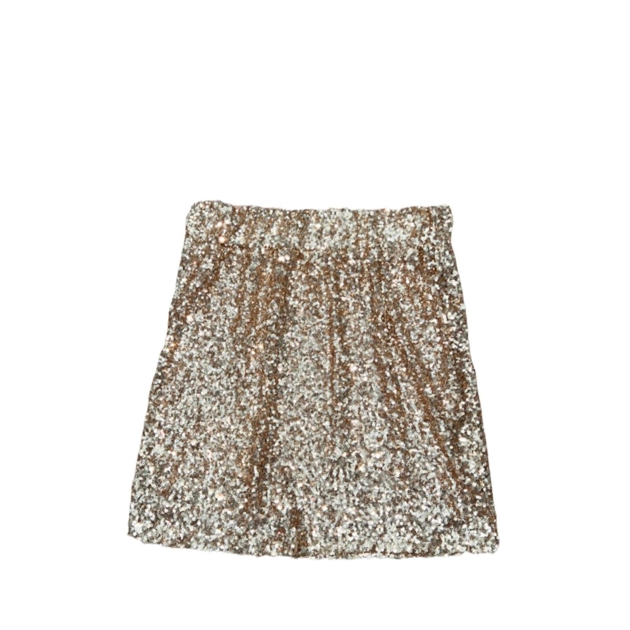 Lovers + Friends Gold Sequin Pull On Stretch Mini Pencil Party Skirt