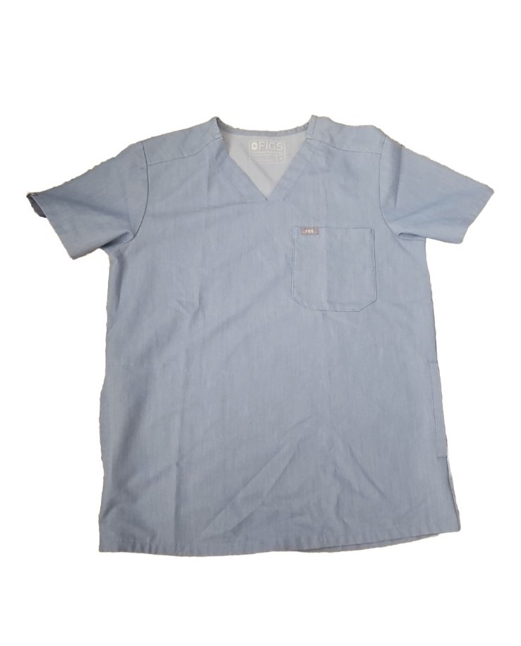 Figs Womens Blue Gray 3 Pocket Technical Collection Srub Top S