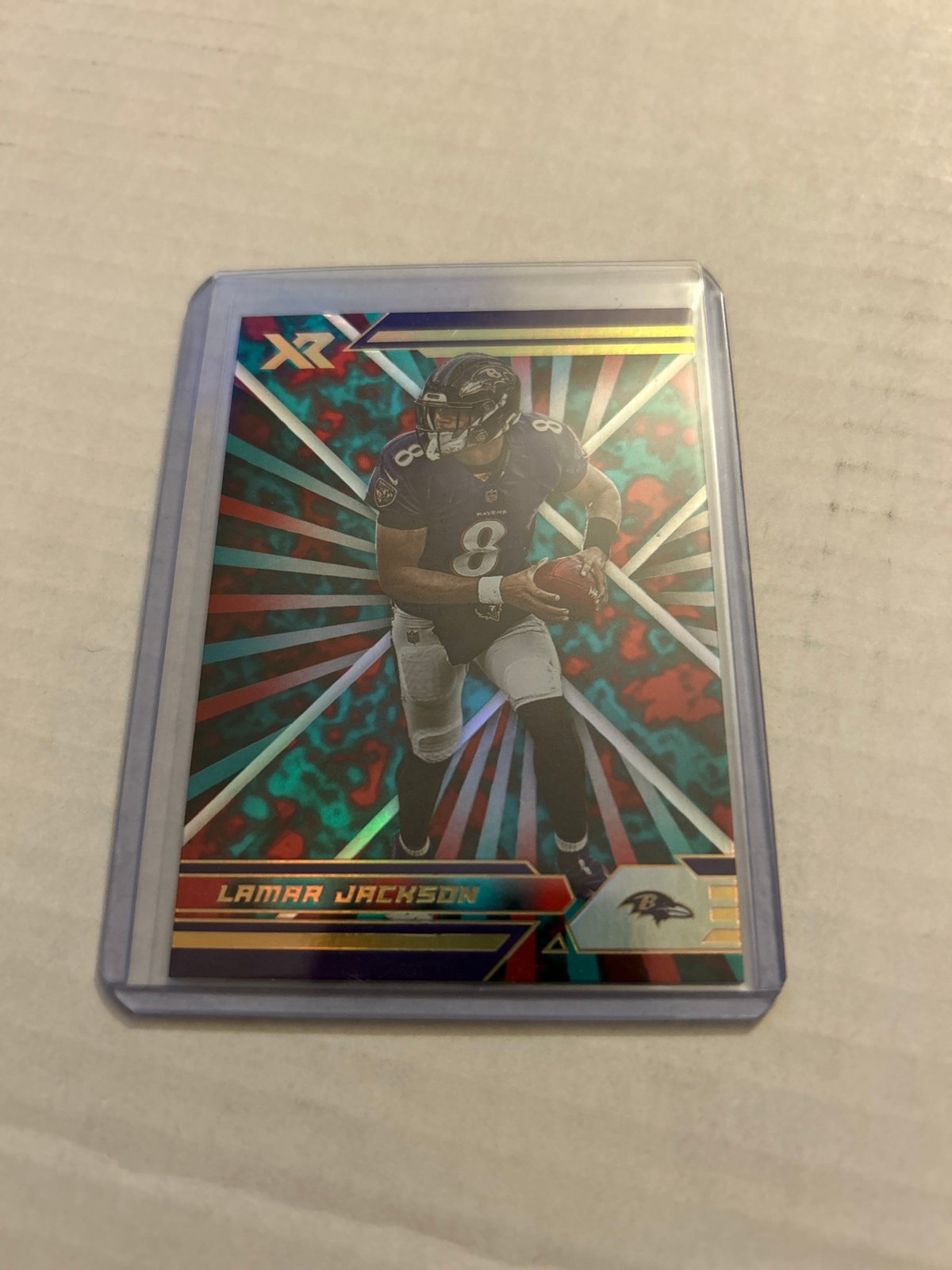 2021 Panini XR Lamar Jackson X Red/Green Prizm #7