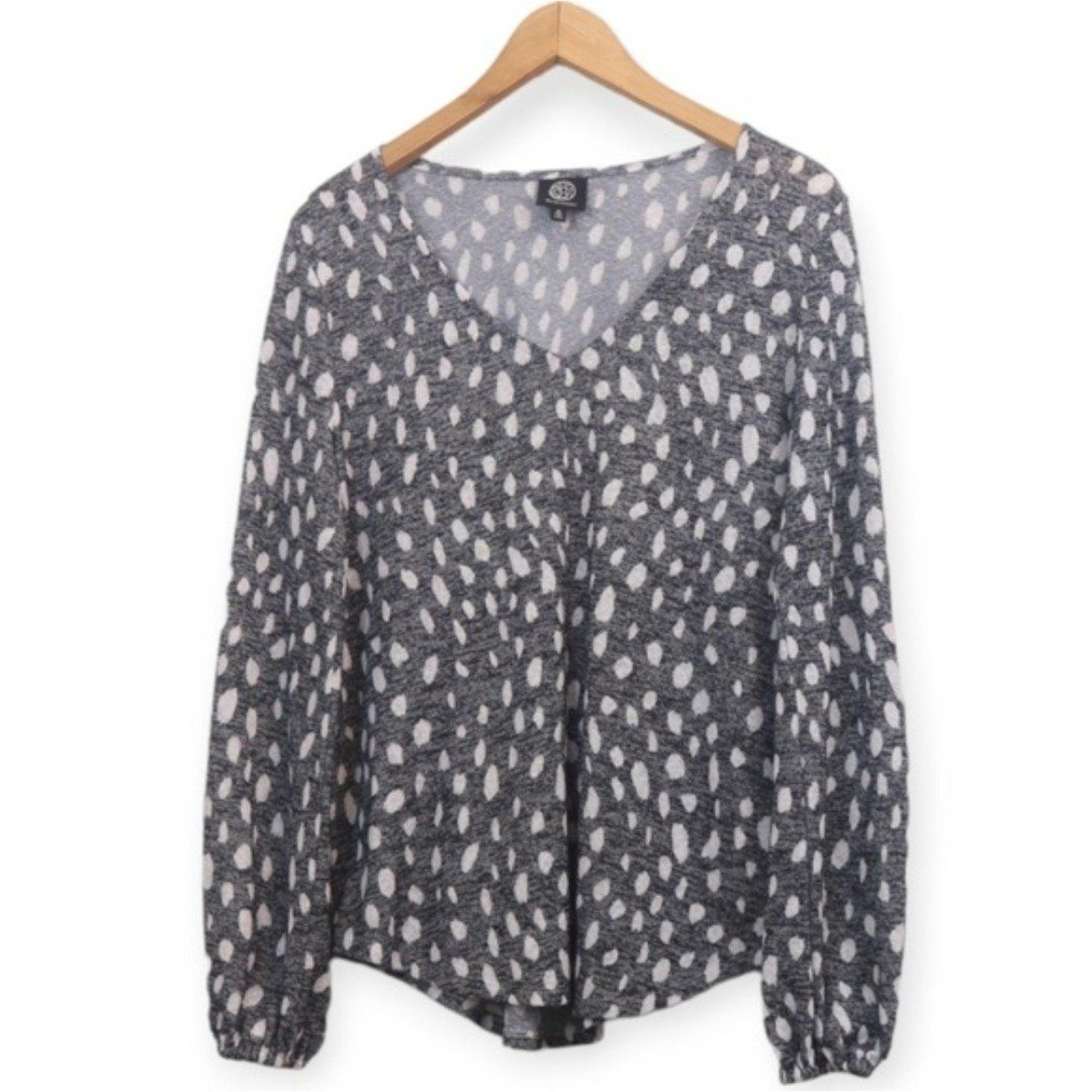 Bobeau Polkadot Knit Balloon Sleeve Top M