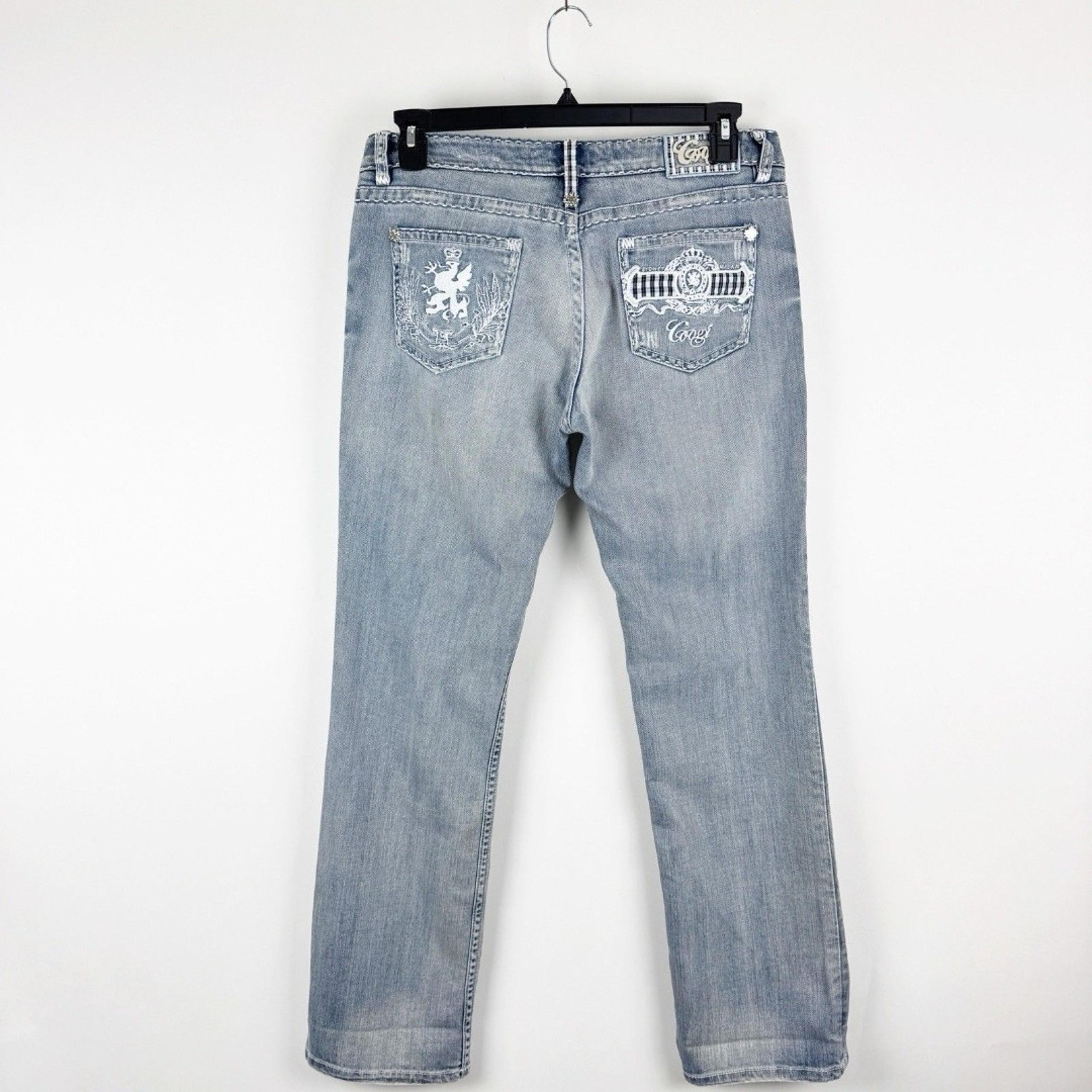 Coogi Women's Light Wash Denim Straight Leg Distressed Jeans Size 13/14
