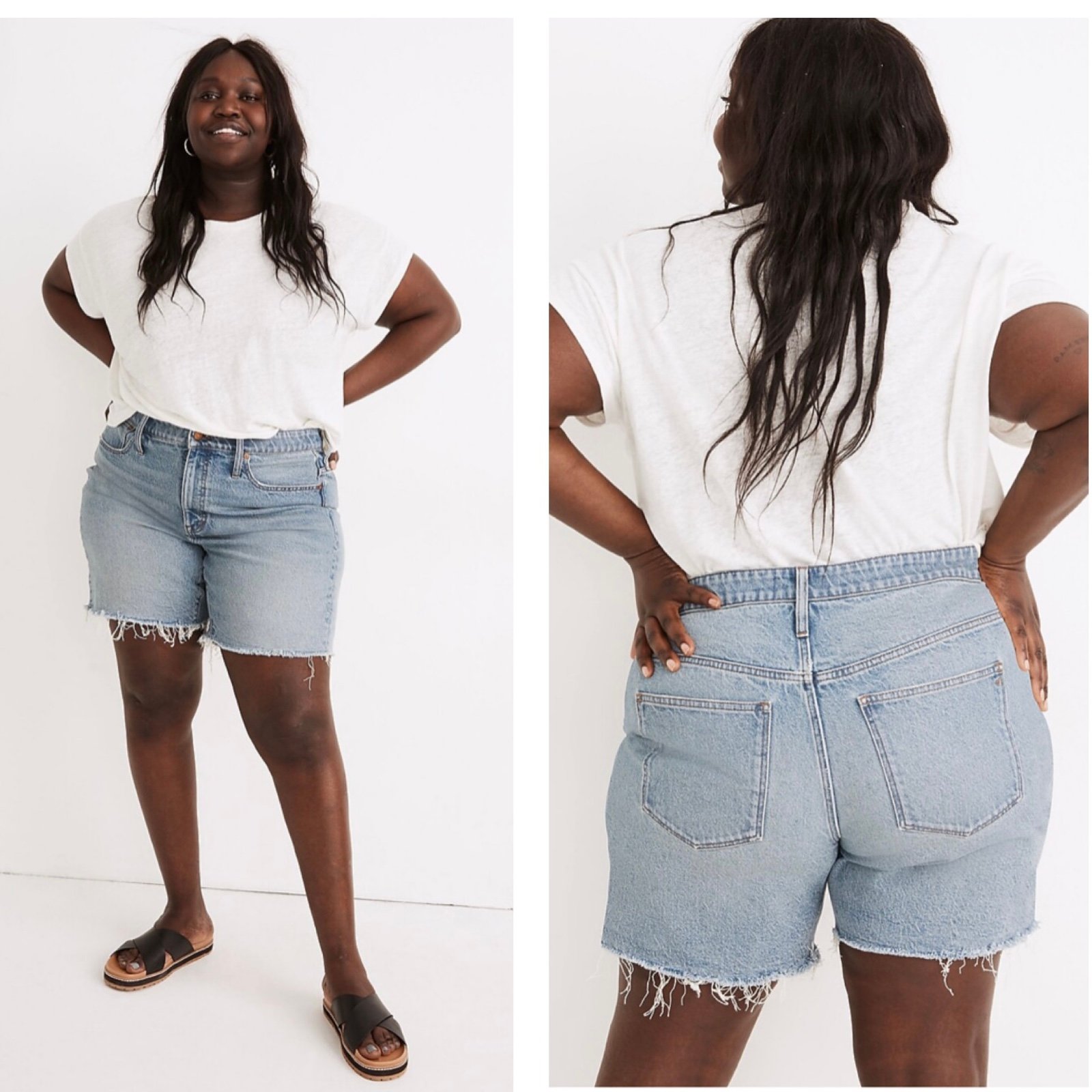 Madewell Plus High-Rise Mid-Length Denim Shorts in Bonet Wash Size 18W