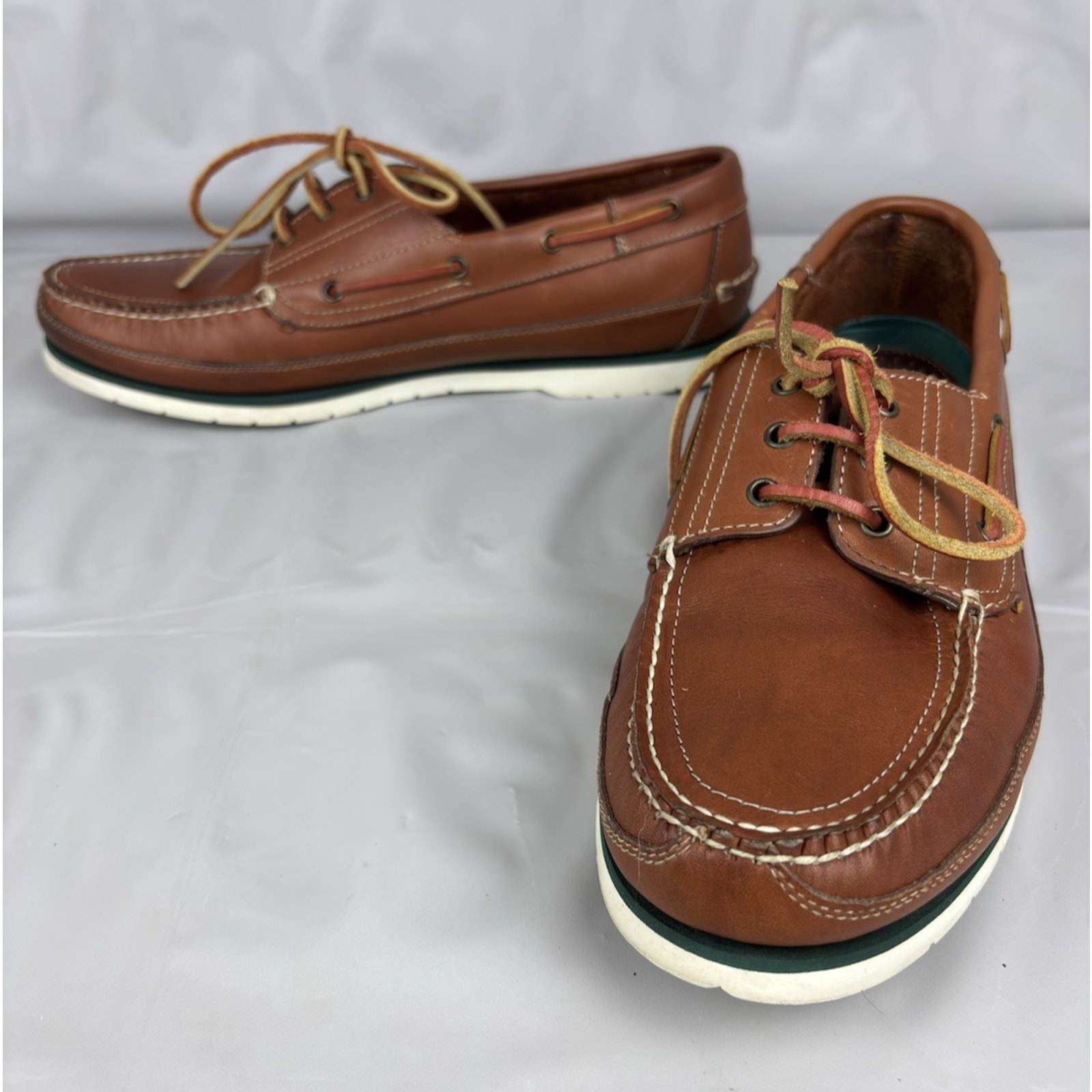 RIGGERS Leather Loafers Men`s 13 M - Brown Deck Boat Shoes Lace up