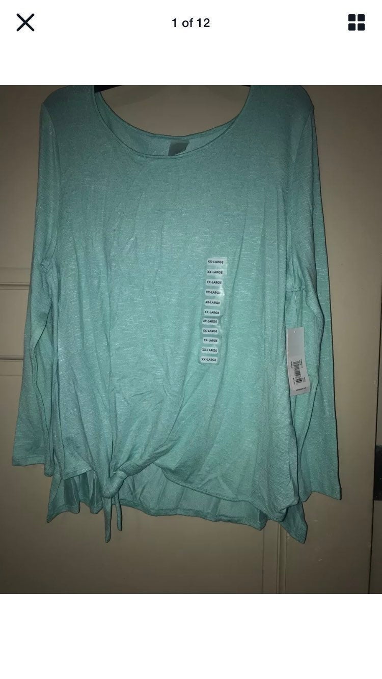 Green Twist 2X Tunic Sweatshirt XXL 70 22/24 20/22 2XL Shirt Blouse Tunic New