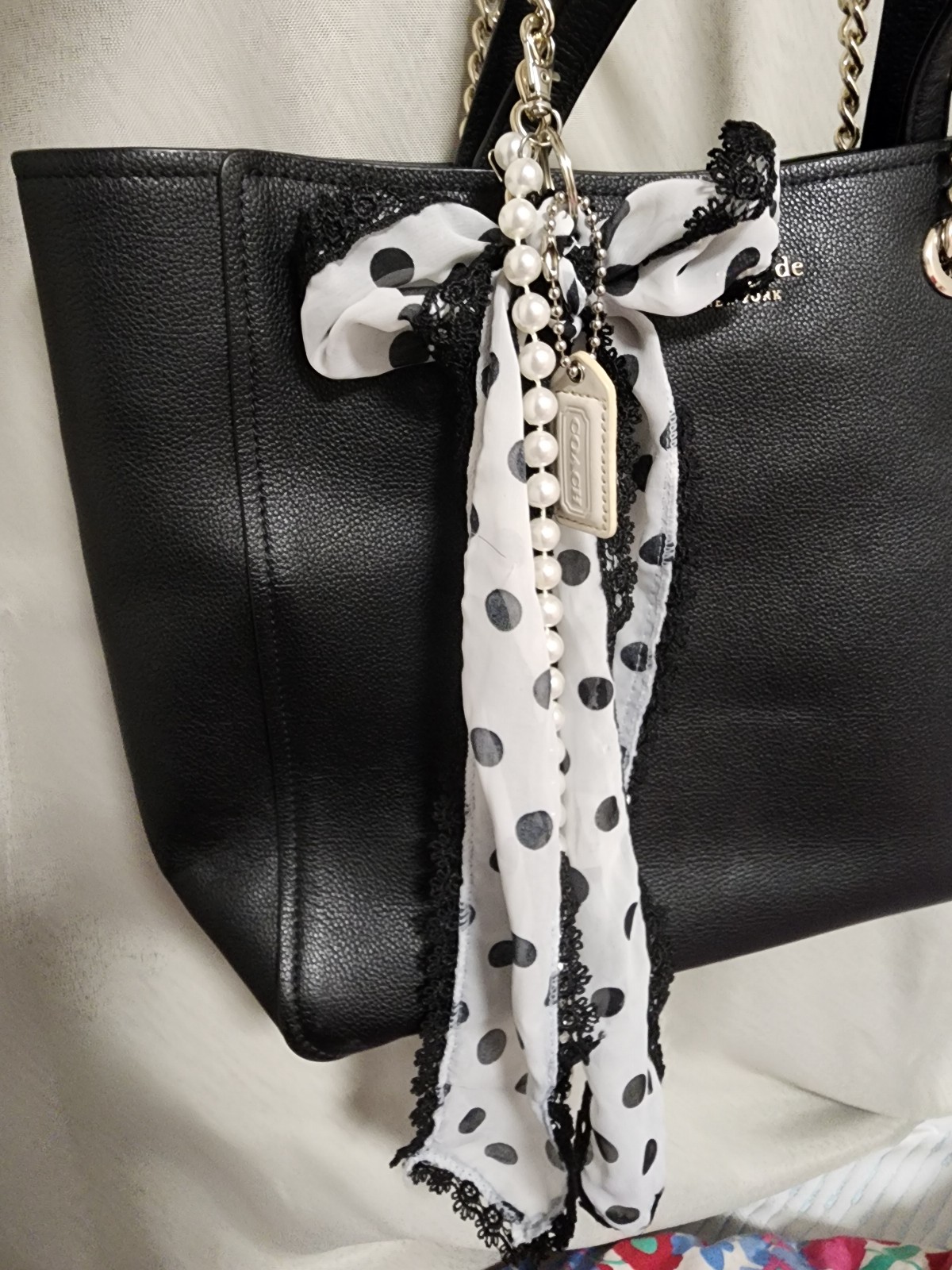 Coach Handmade Keychain/Purse Charm, Your Choice of White or Pink Coach Hang Tag