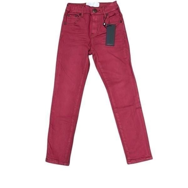 One Teaspoon Freebirds High Waist Rigid Skinny Denim Jeans Red Punk Girls 7/8