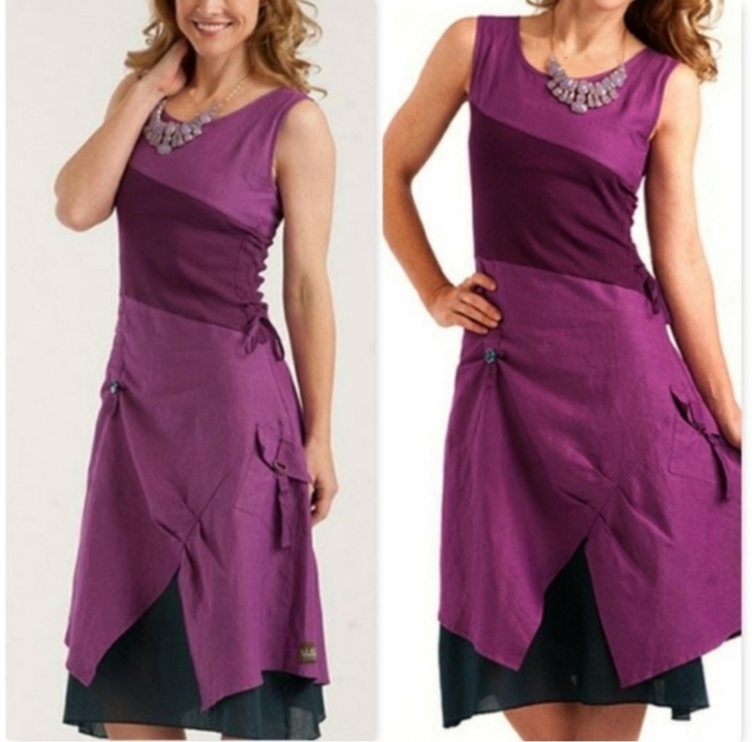 NWT Matilda Jane Ekaterina Purple Linen Cotton Lagenlook Midi Dress Size Small
