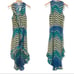 PARKER Silk Chevron Ombre High Lo Midi Wrap Dress LARGE Ruffle Rainbow V Neck