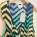 PARKER Silk Chevron Ombre High Lo Midi Wrap Dress LARGE Ruffle Rainbow V Neck