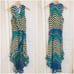 PARKER Silk Chevron Ombre High Lo Midi Wrap Dress LARGE Ruffle Rainbow V Neck