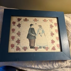 Barbara Bourgeau Richards Limited Edition Folk Art Framed Signed Print Vtg