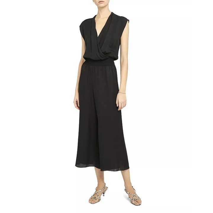 Theory Wide-Leg Draped Silk Jumpsuit Size S