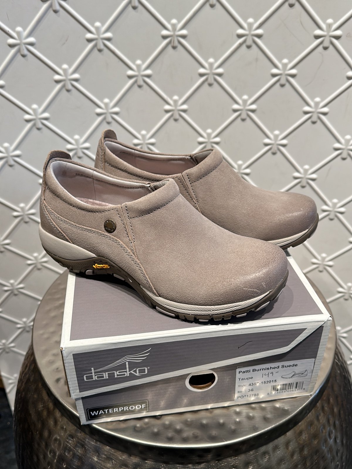 Dansko Waterproof Taupe slip on’s