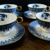 4 Vtg Theodore Haviland New York CAMBRIDGE Blue Tea/Coffee Cups & Saucers Sets