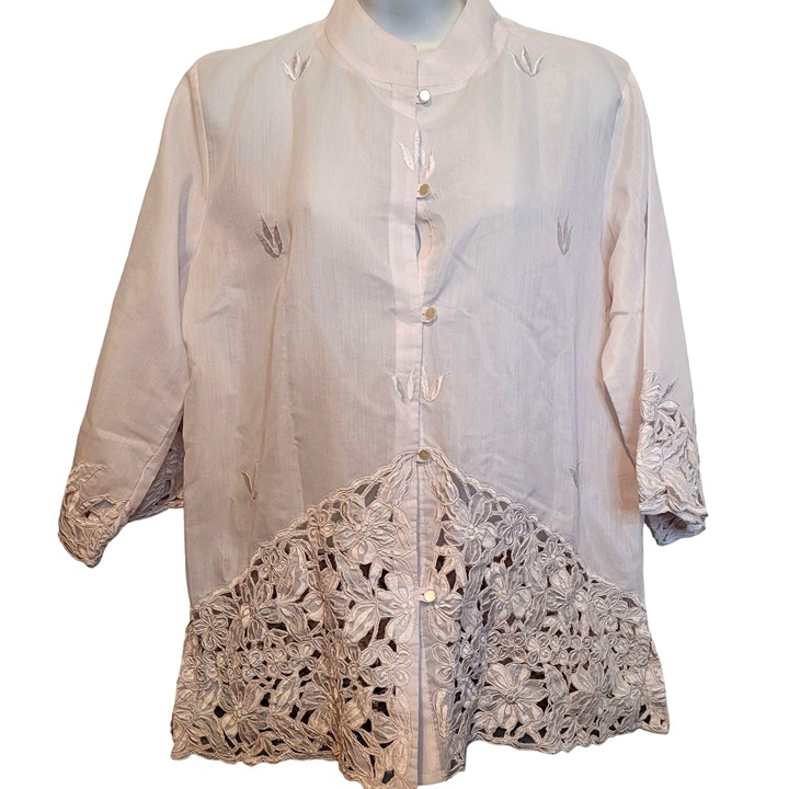 Vintage Lace Blouse Manila Fashions Philippines White on White Design Ornate