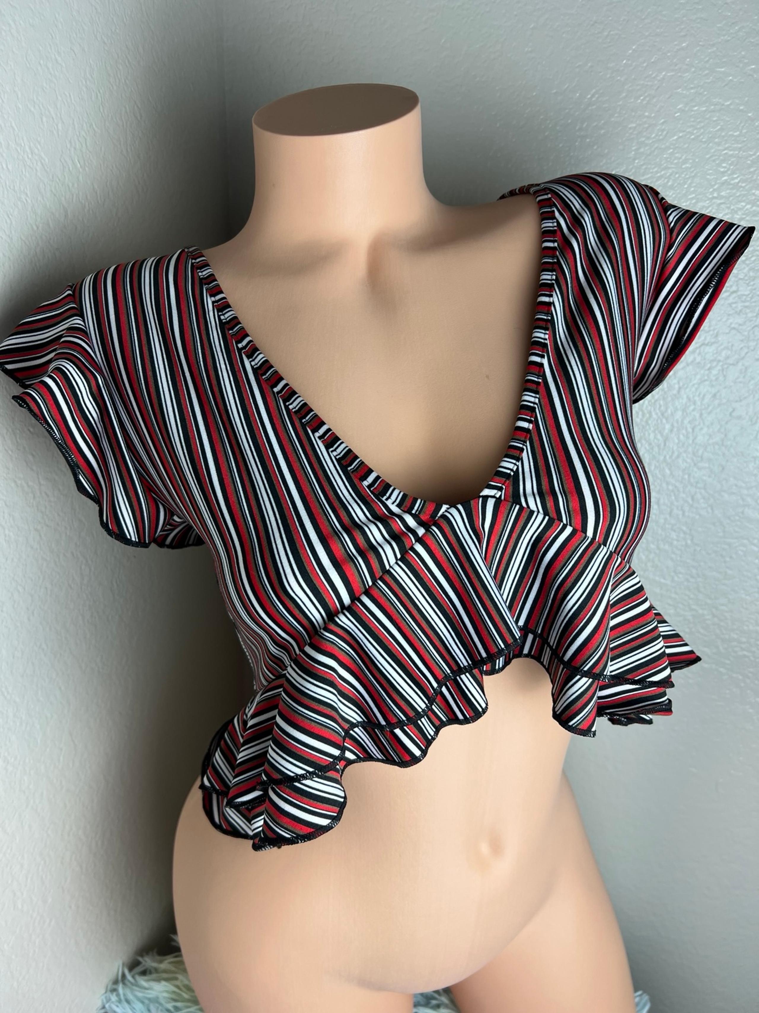 Nasty Gal Collection Flare Sleeves Low Cut Cross Back Crop Top Blouse S