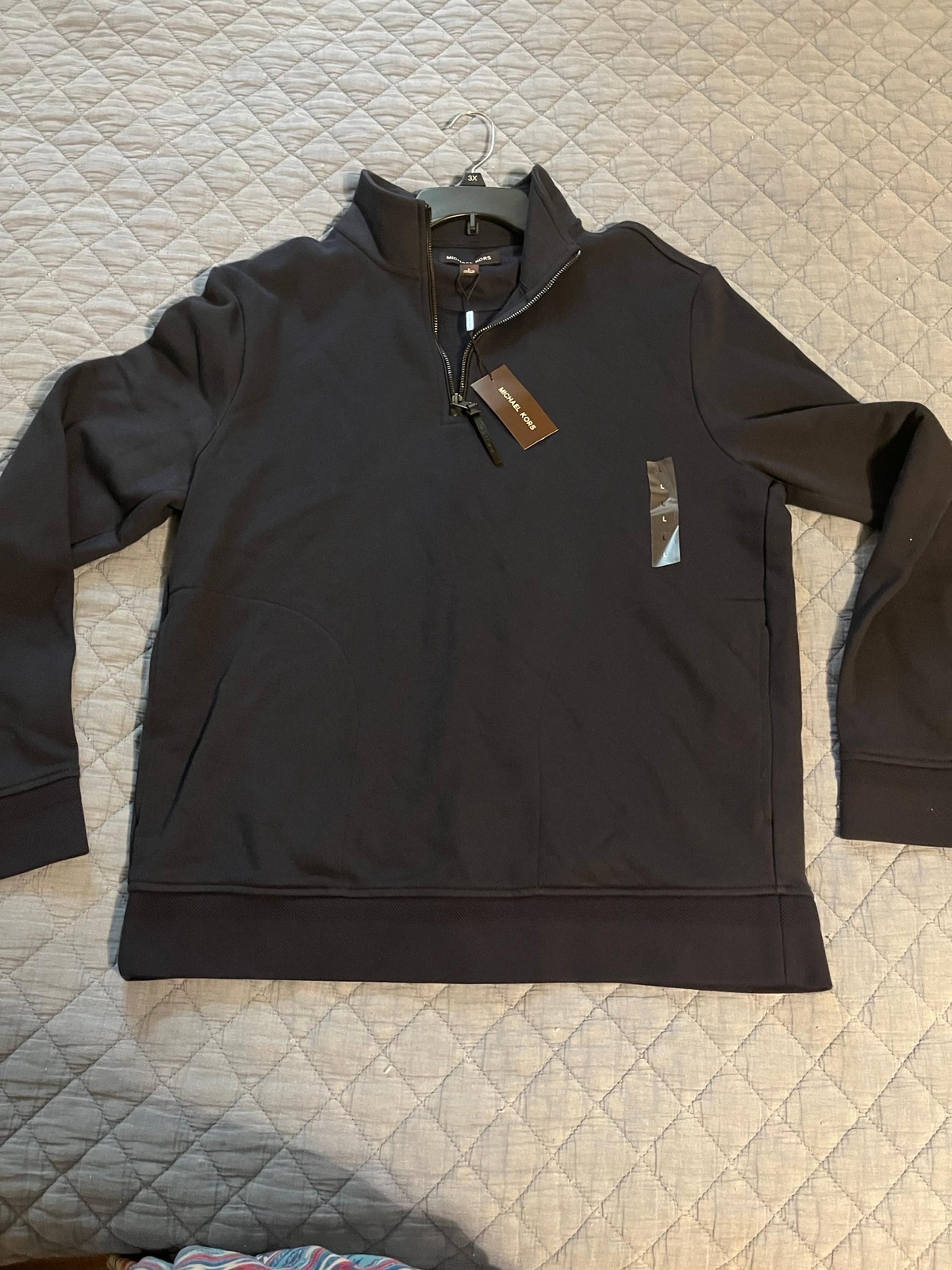 I Men’s L New With Tags 1/2 Zip Pullover Blue Michael Kors Sweatshirt Retail 198