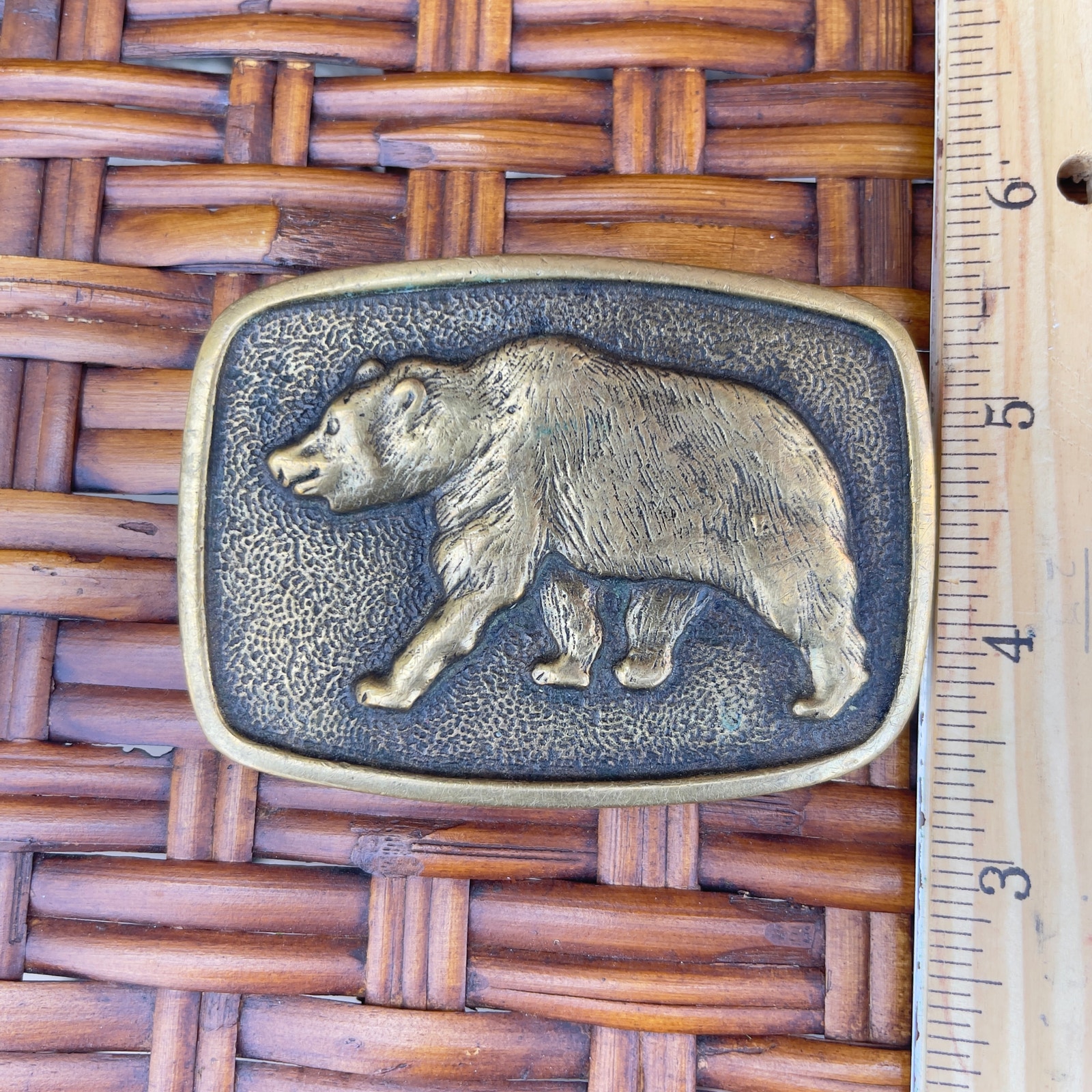 Vintage 1978 BTS Walking Bear Solid Brass Made in USA 3.25” x 2.25” Vintage BTS