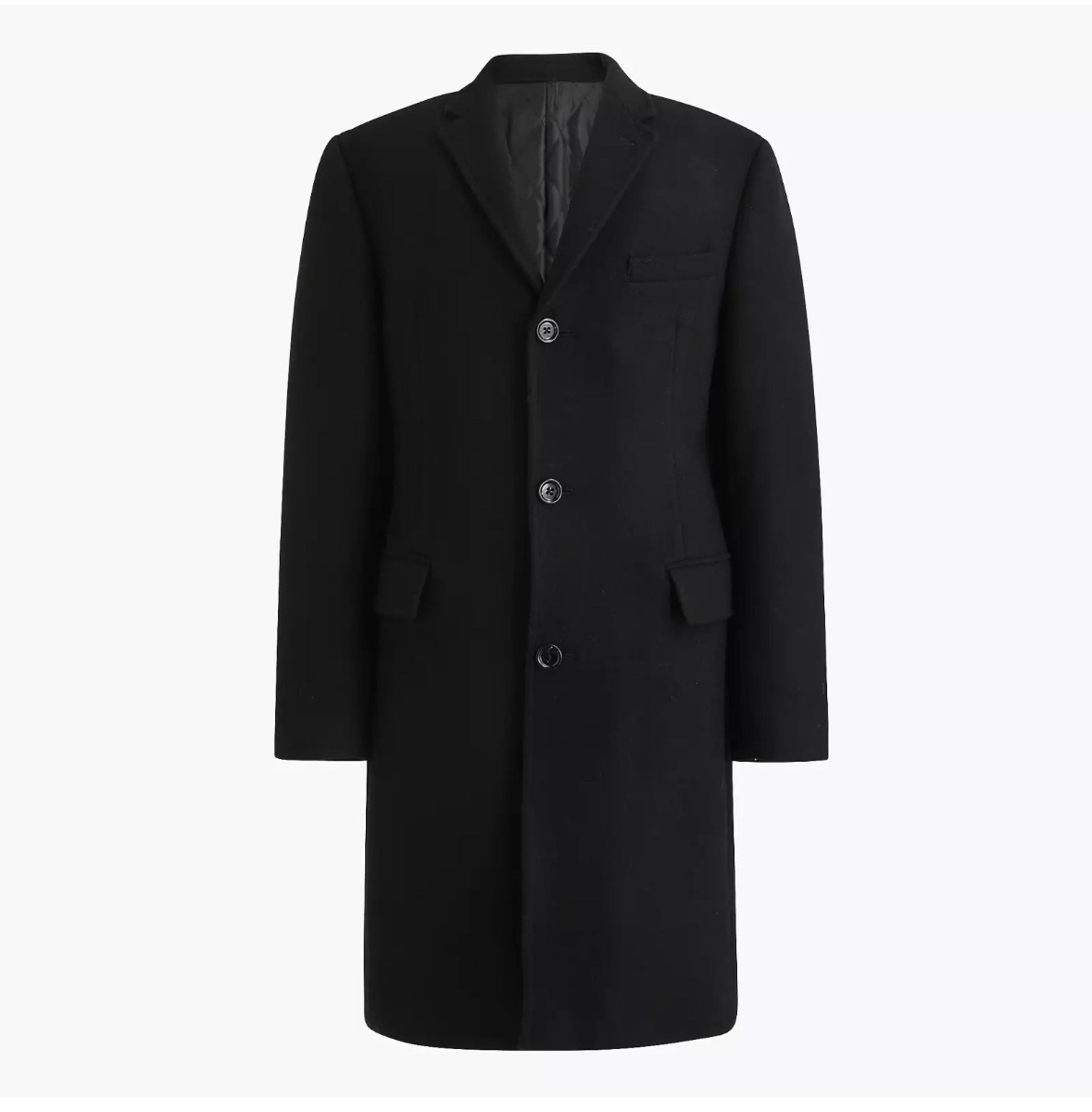 NEW! J Crew Men’s black Thompson wool peacoat topcoat Size 40