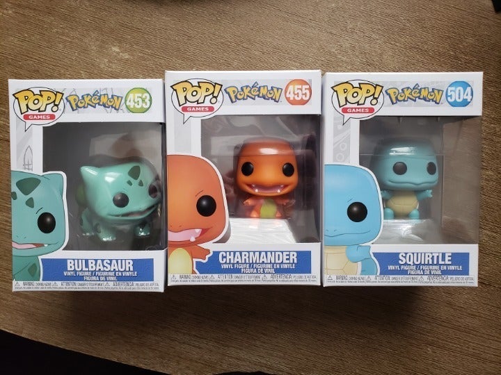 Funko Pop Vinyl Pokemon Bulbasaur, Charmander and Squirtle
