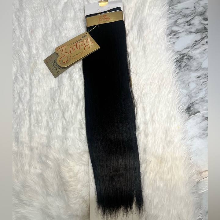 Ultra Silky 16 Inch Black Hair Extensions #1B in Straight hair