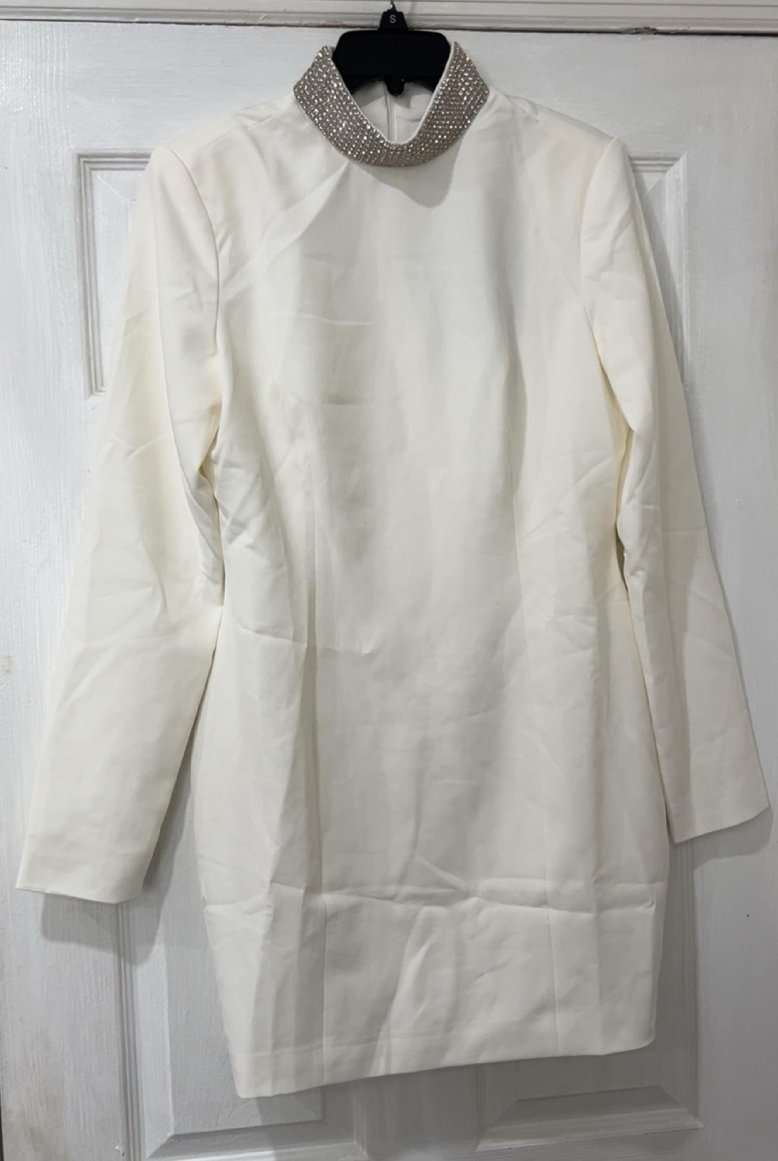 Naked wardrobe women’s embellished off white dress size L NWT