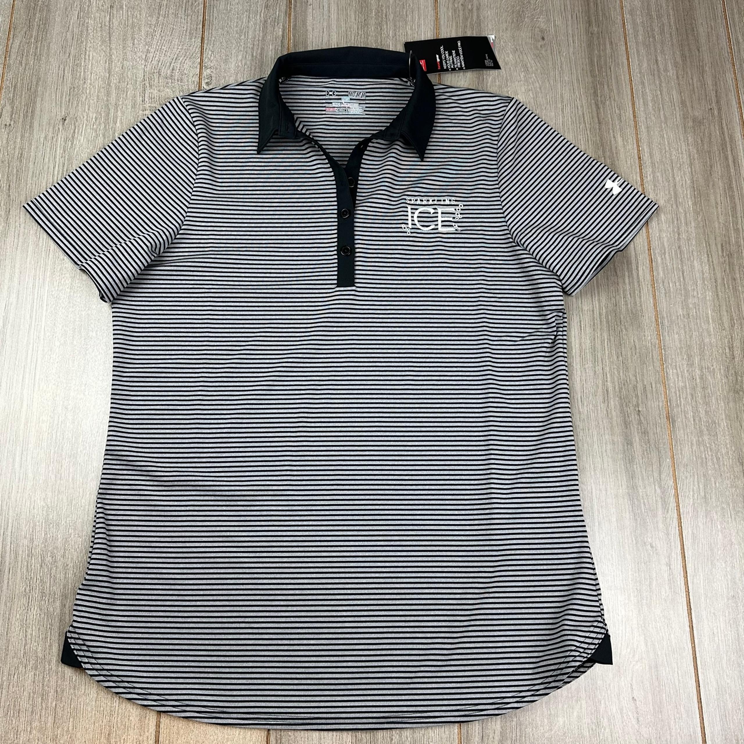 Under Armour Polo Shirt Women’s M Playoff Striped Sparkling ICE Employee NEW