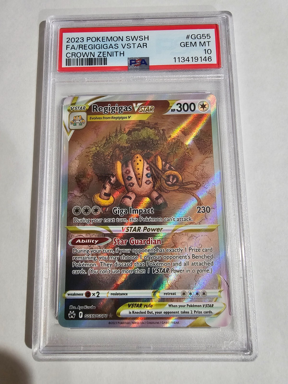 PSA 10 GEM MT - Pokemon Crown Zenith - REGIGIGAS VSTAR - GG55/GG70