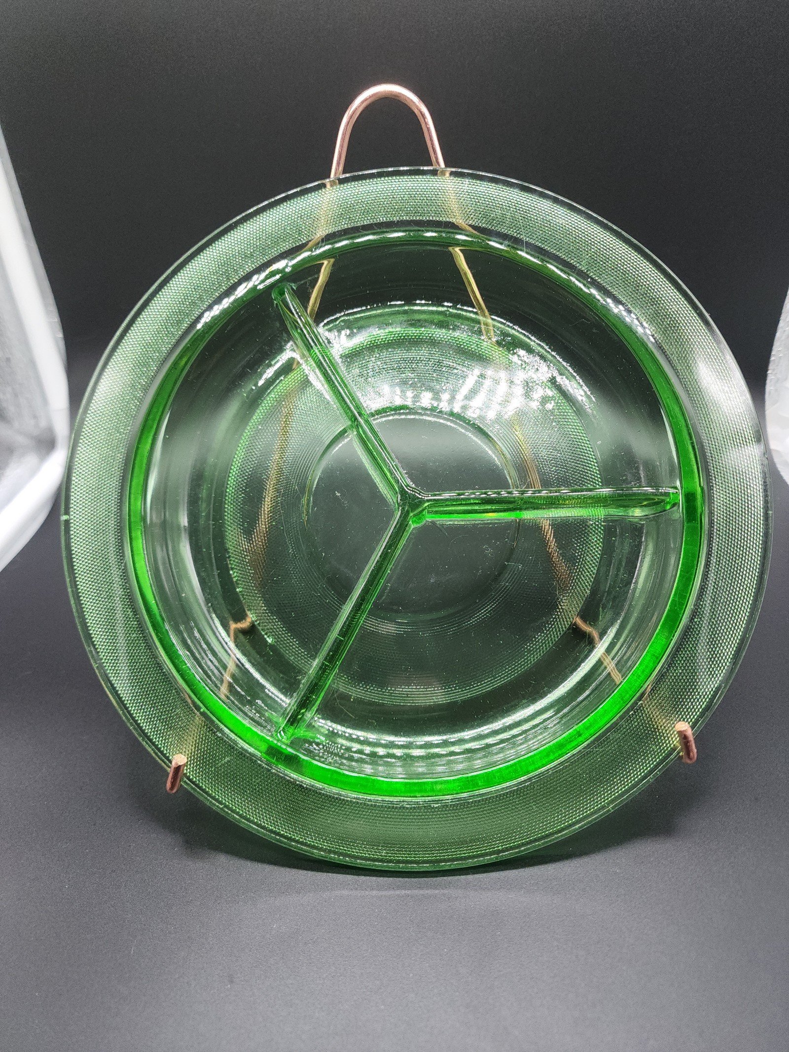 Vintage Uranium Divided Relish Dish