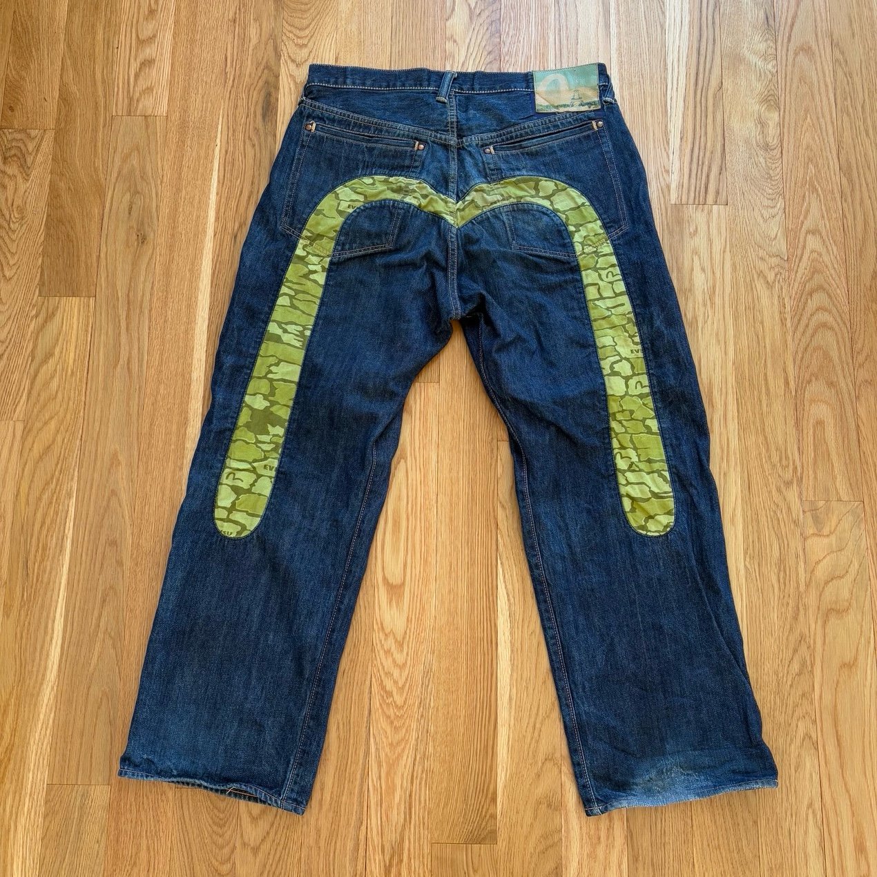 Evisu Paris Siotani Brothers Camo Daicock Vintage Y2K Made in Japan Jeans 36x32