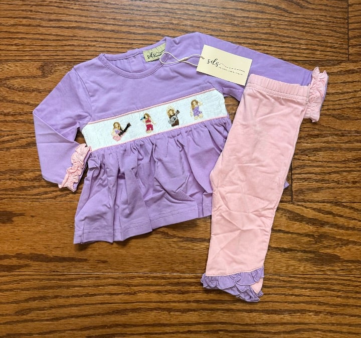 NWT 12 month Taylor Swift Southern Darlin Smocks little girl smocked pant outfit