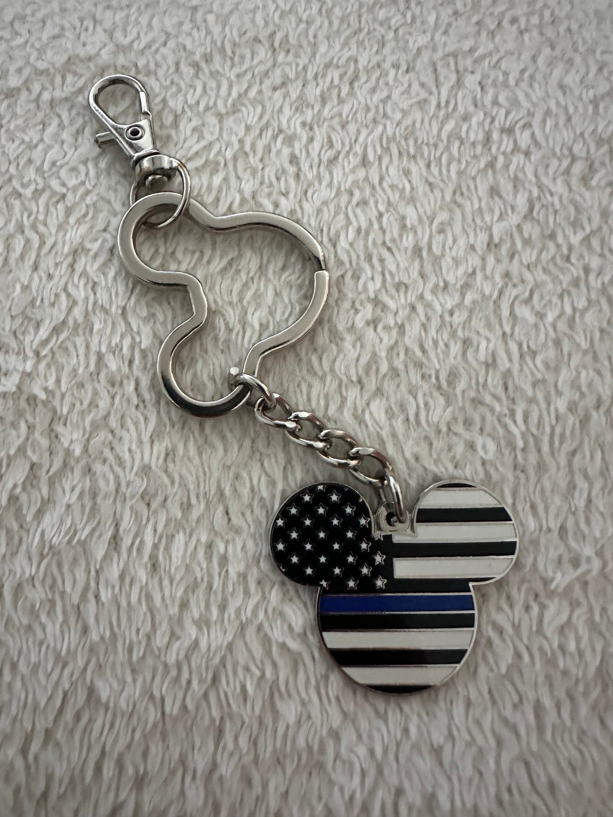 FREE SHIPPING Disney Mickey Mouse Thin Blue Line keychain NWOT