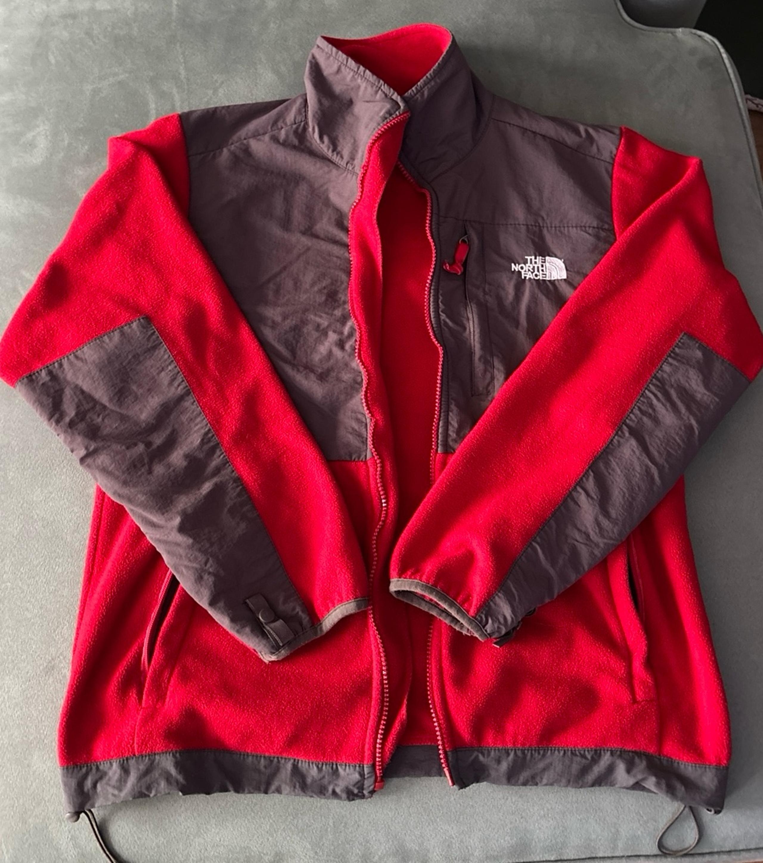 Women's The North Face Denali Embroidered Logo Red & Grey Zip Up Jacket