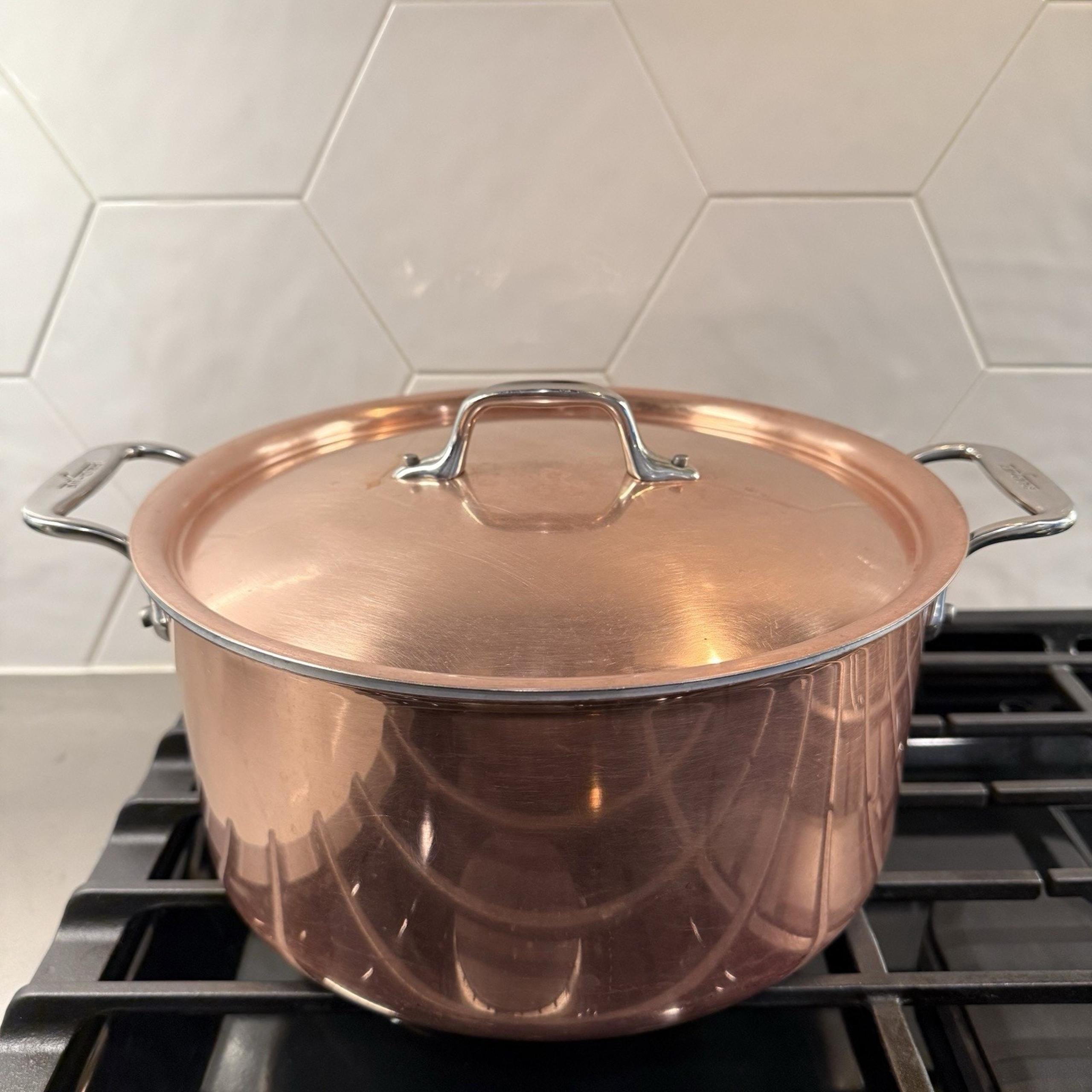 All Clad Copper C2 8 Quart Stock Pot Pan & Lid Cookware Steel Lining