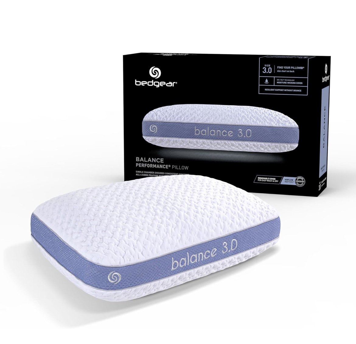 Bedgear Balance Performance Pillow – 3.0 - Moisture Wicking Bed Pillow for All S