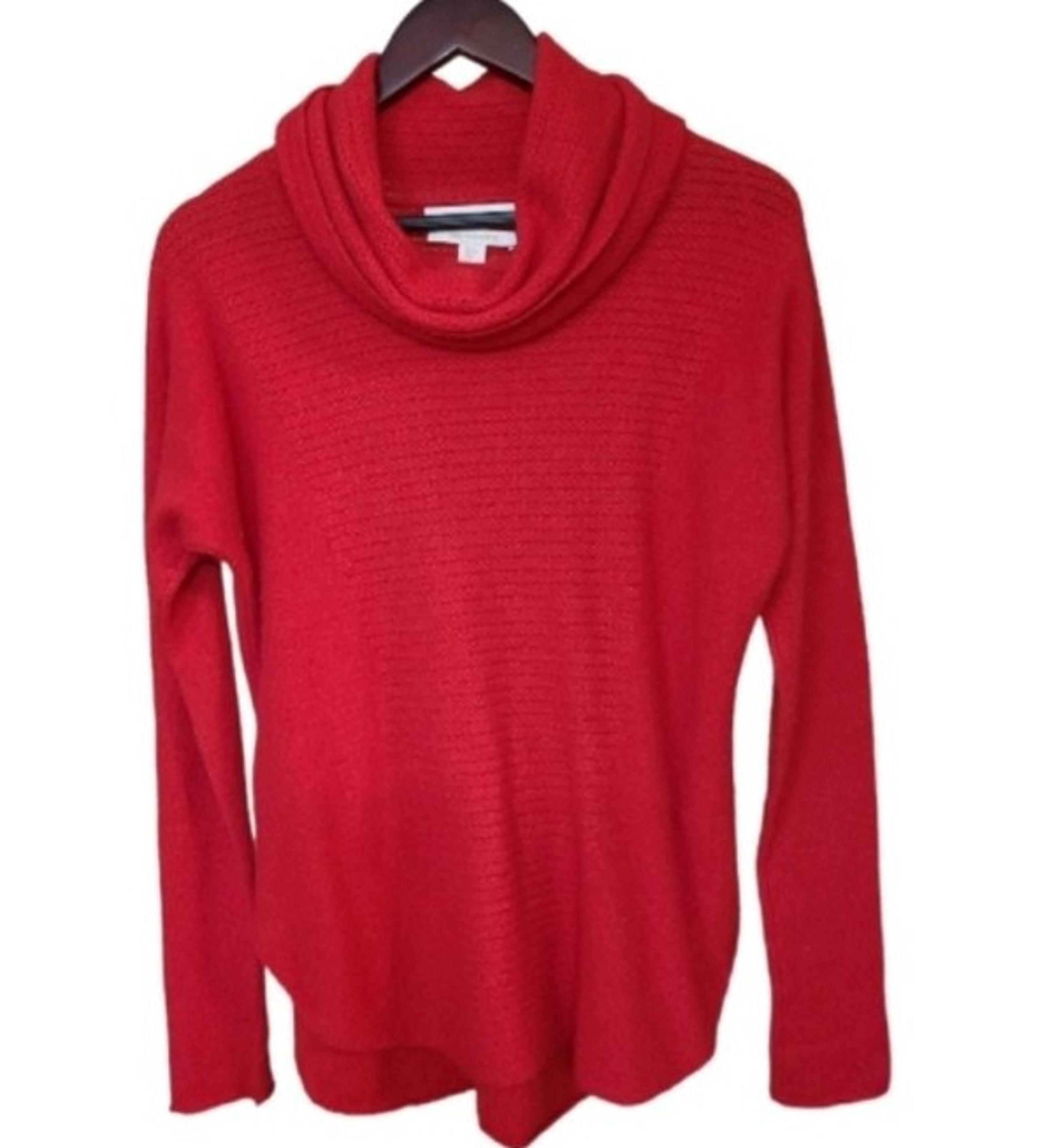 Ellen Tracy Red Sweater  100% Cashmere Cowl Neck   S