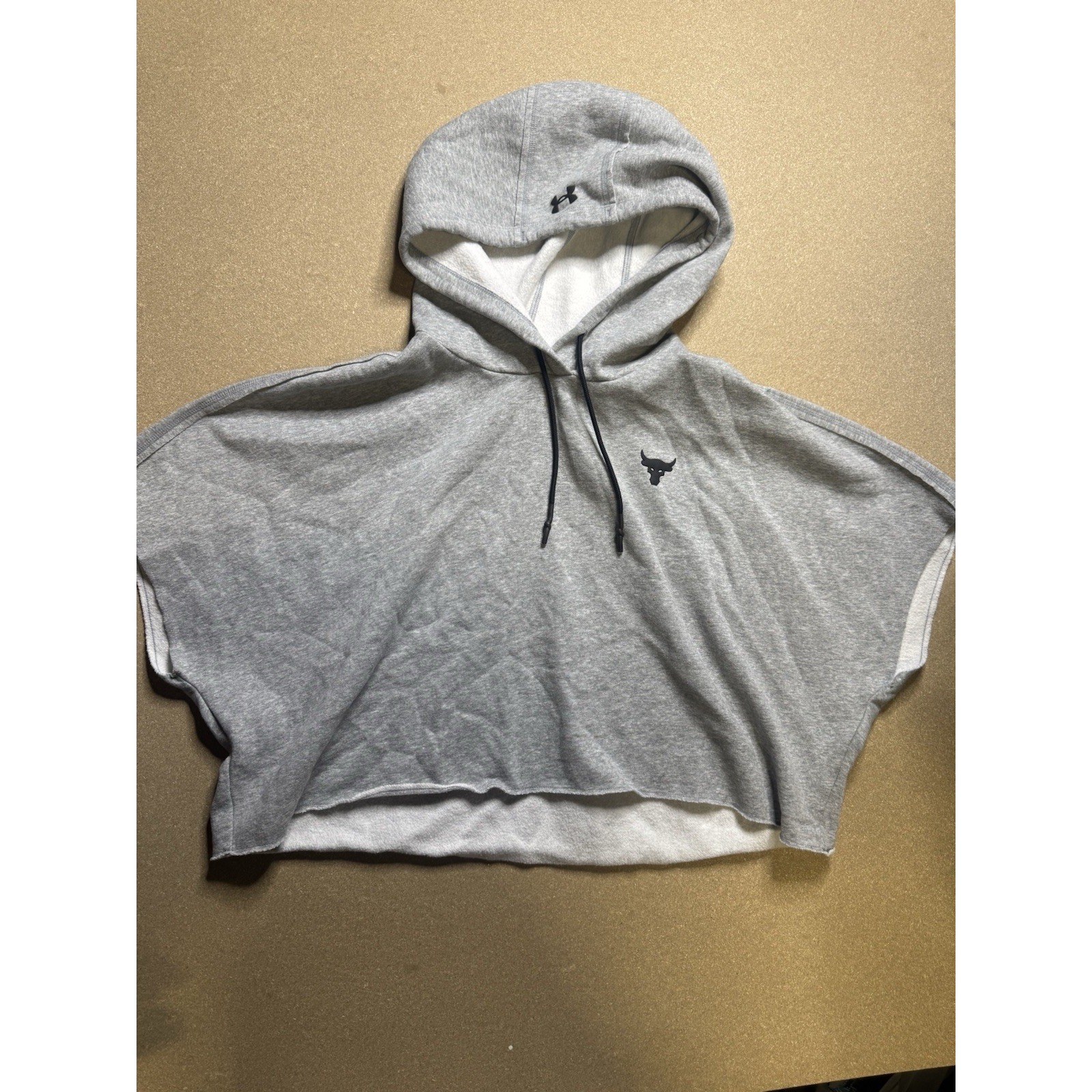 Under Armour Project Rock Crop Hoodie Women's Large Gray Grey Fleece Loose Fit