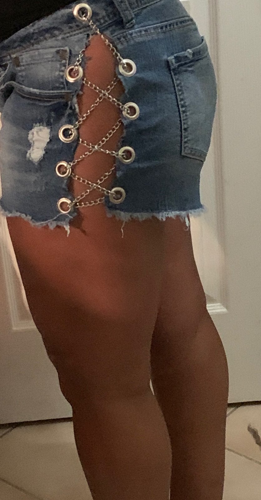 Denim Chain Shorts