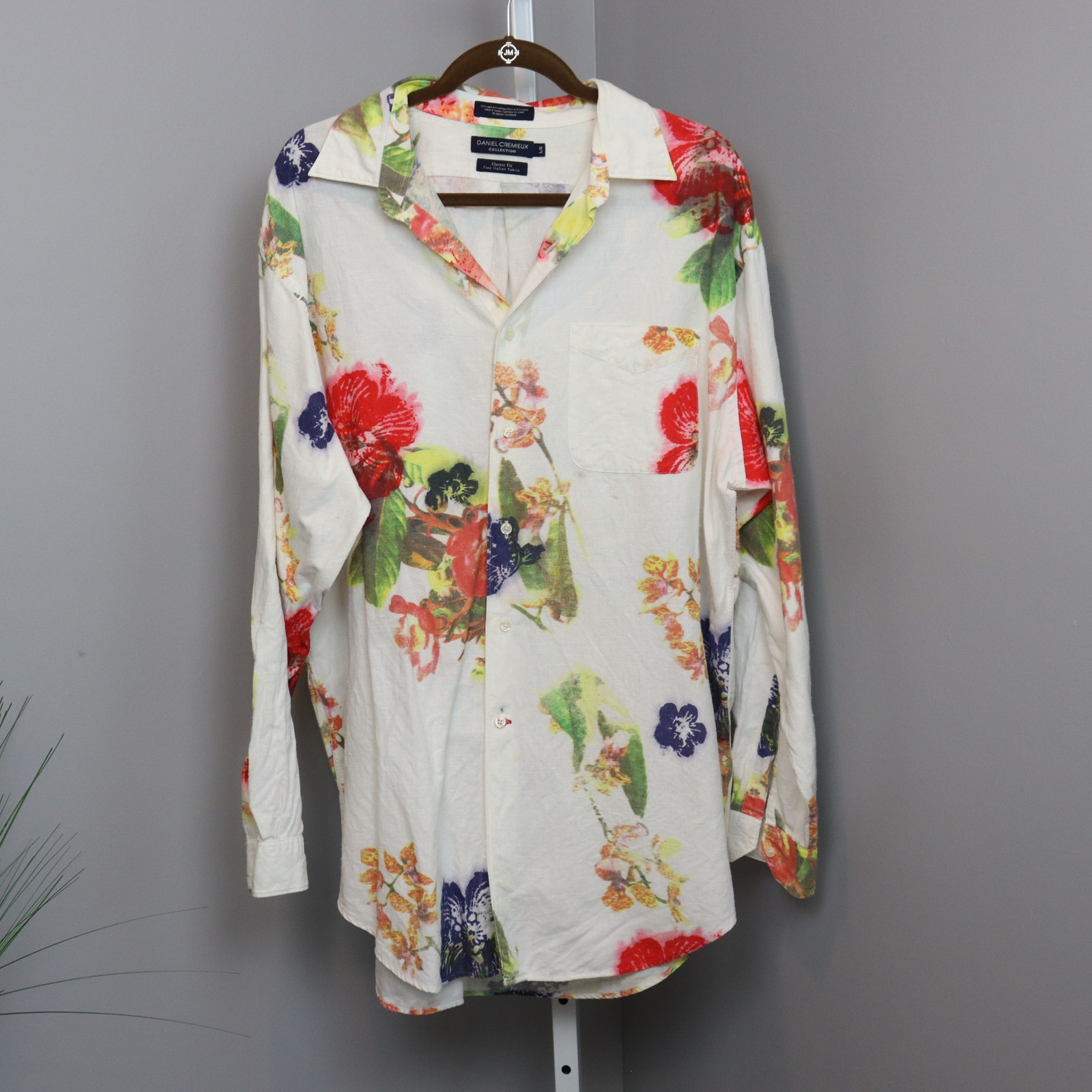 Daniel Cremieux Collection Women’s Floral Linen Shirt Size L | Italian Fabric