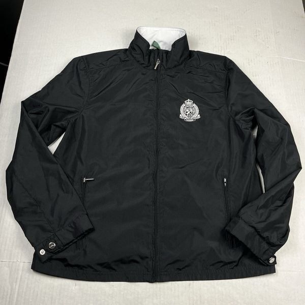 Lauren Ralph Lauren Active Lightweight Windbreaker Jacket Black Crest Logo LARGE